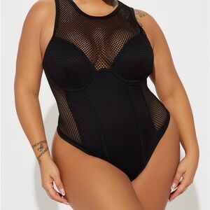 Black fishnet bodysuit size 2x